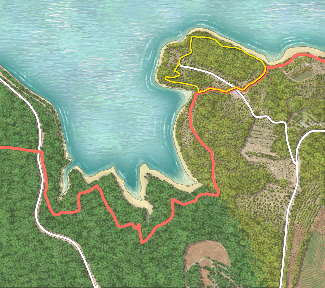 Fond de carte du rivage avec tracés